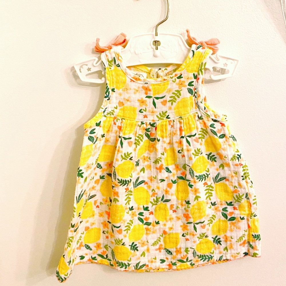 Lemon Muslin Dress & Bloomer Set